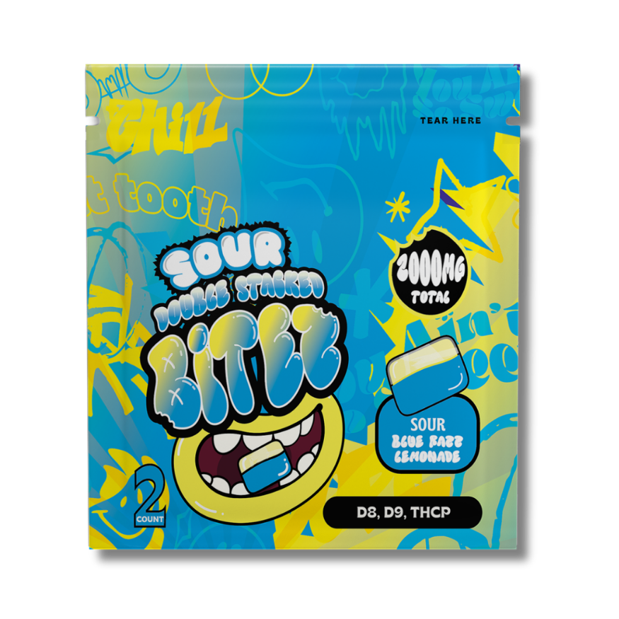 BITEZ - D8 + D9 + THCP 2000MG Gummies - Sour Blue Razz Lemonade