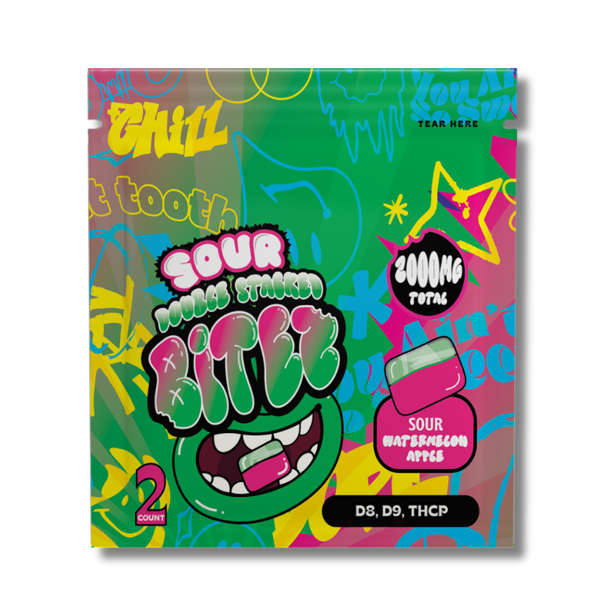 BITEZ - D8 + D9 + THCP 2000MG Gummies - Sour Watermelon Apple