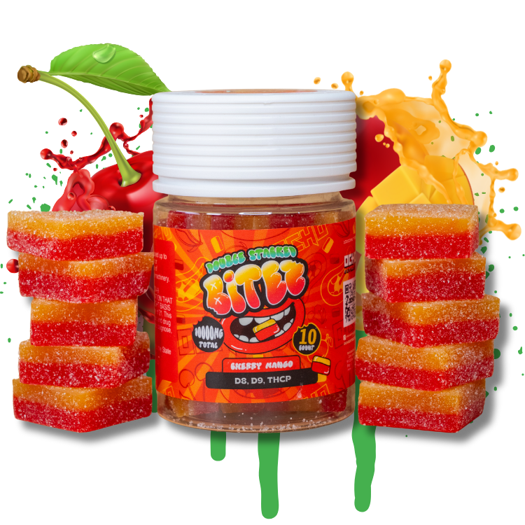 BITEZ Gummies 10,000MG Jarz - Delta-8 + Delta-9 + THCP - Cherry Mango
