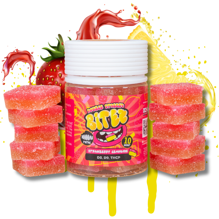 BITEZ Gummies 10,000MG Jarz - Delta-8 + Delta-9 + THCP - Strawberry Lemonade
