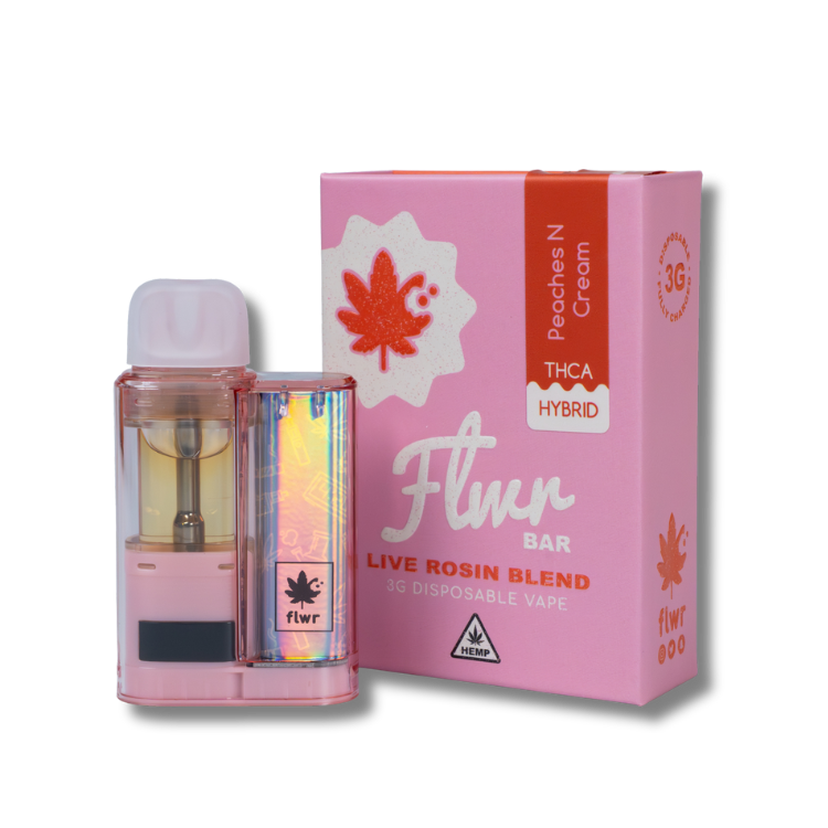 Flwr Bar - 3 Gram THCA Disposable - Peaches n Cream - Hybrid  Ocho Extracts