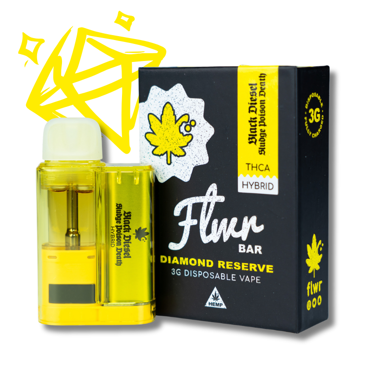 Flwr Bar DR - 3G Nano THCA Disposable - Black Diesel Sludge Poison