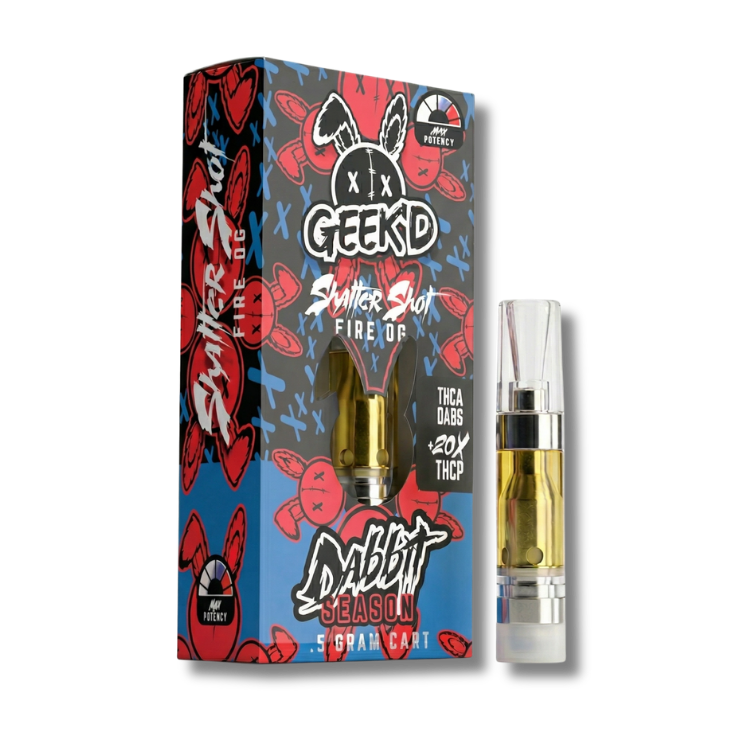 Geek'd Extracts - Dabbit Shatter Shot - Fire OG - THCA + 20x THCP Cart Ocho Extracts Geek'd Extracts - Dabbit Shatter Shot - Fire OG - THCA + 20x THCP Cart Ocho Extracts