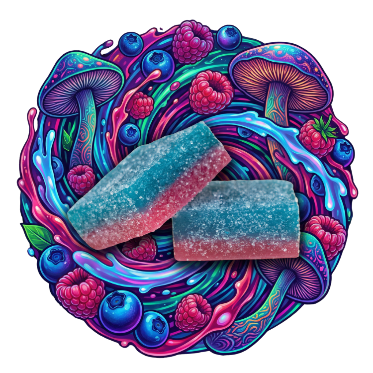 Trippy BITEZ Double-Stacked Mushies Gummies - Blue Razz - 2,000mg Trippy BITEZ Double-Stacked Mushies Gummies - Blue Razz - 2,000mg