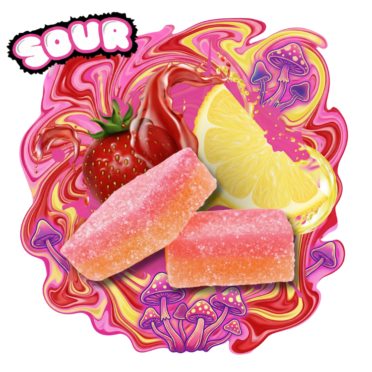 Trippy BITEZ Double-Stacked Mushies Gummies - Sour Strawberry