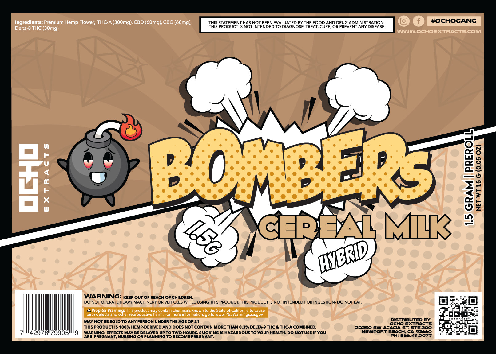 Bombers THCA Prerolls Cereal Milk 1.5 Grams