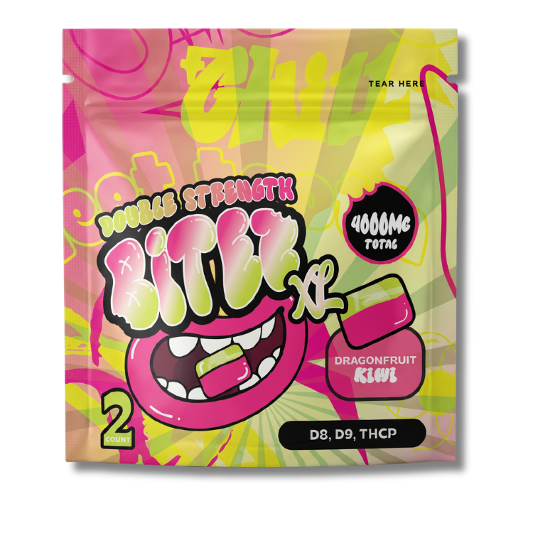 BITEZ XL - Delta-8 + Delta-9 + THCP 4000MG Gummies - Dragon Fruit Kiwi