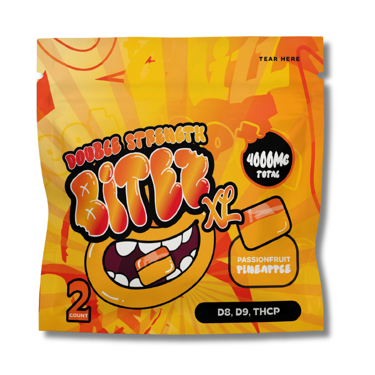 BITEZ XL - Delta-8 + Delta-9 + THCP 4000MG Gummies - Passion Fruit Pineapple