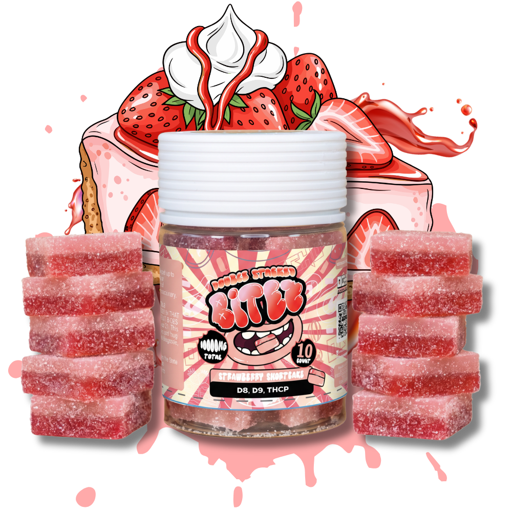BITEZ Gummies 10,000MG Jarz - Delta-8 + Delta-9 + THCP - Strawberry Shortcake