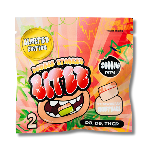 美品 DieTRAX – The Eight Bit Strikes Back BITEZ - D8 + D9 + THCP 2000MG Gummies - Strawberry Shortcake