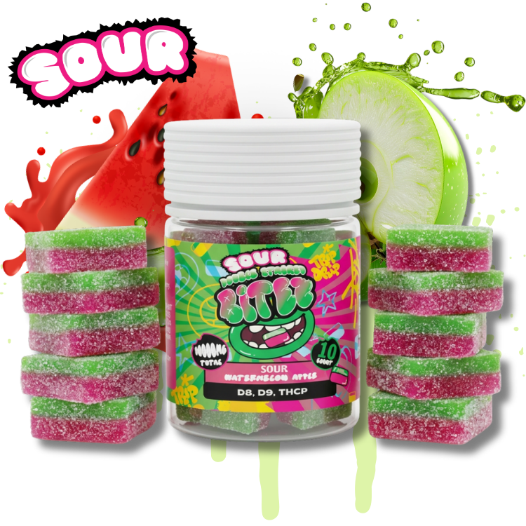 BITEZ Gummies 10,000MG Jarz - Delta-8 + Delta-9 + THCP - Sour Watermelon Apple