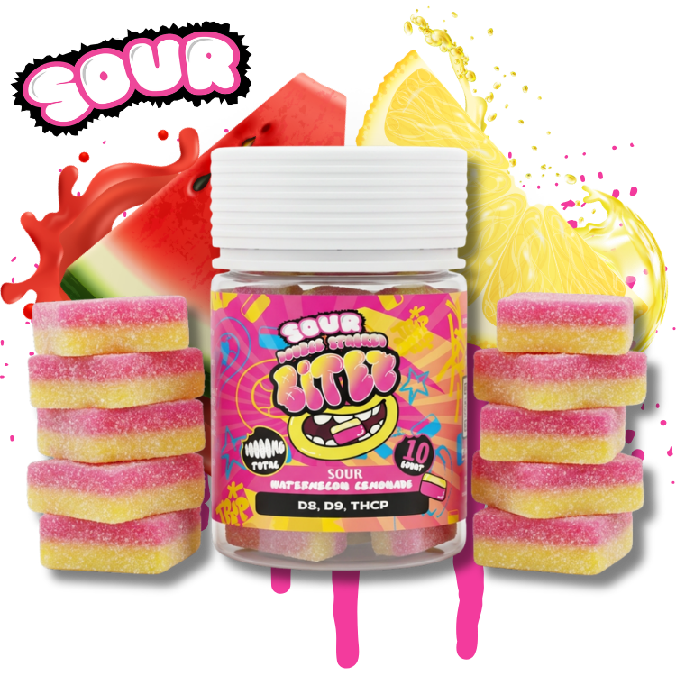 BITEZ Gummies 10,000MG Jarz - Delta-8 + Delta-9 + THCP - Sour Watermelon Lemonade