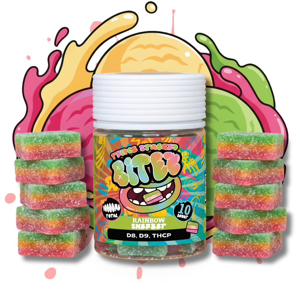 BITEZ Gummies 10,000MG Jarz - Delta-8 + Delta-9 + THCP - Rainbow Sherbet