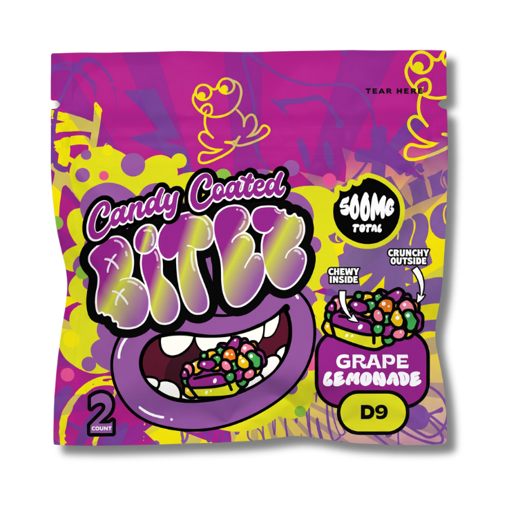 Candy Coated BITEZ Gummies 500mg Baggiez | Delta-9 | Grape Lemonade