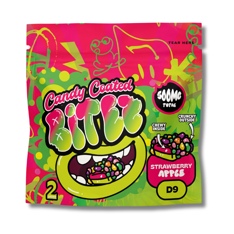 Candy Coated BITEZ Gummies 500mg Baggiez | Delta-9 | Strawberry Apple