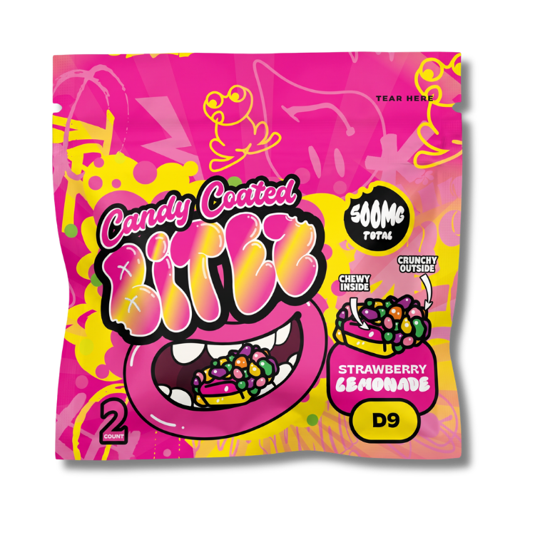 Candy Coated BITEZ Gummies 500mg Baggiez | Delta-9 | Strawberry Lemonade