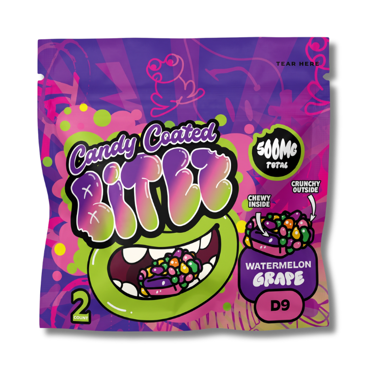 Candy Coated BITEZ Gummies 500mg Baggiez | Delta-9 | Watermelon Grape
