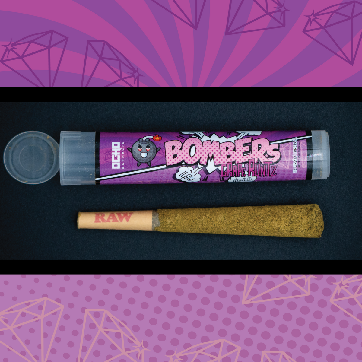 THCA Prerolls - Bombers - Grape Runtz - 1.5 Grams