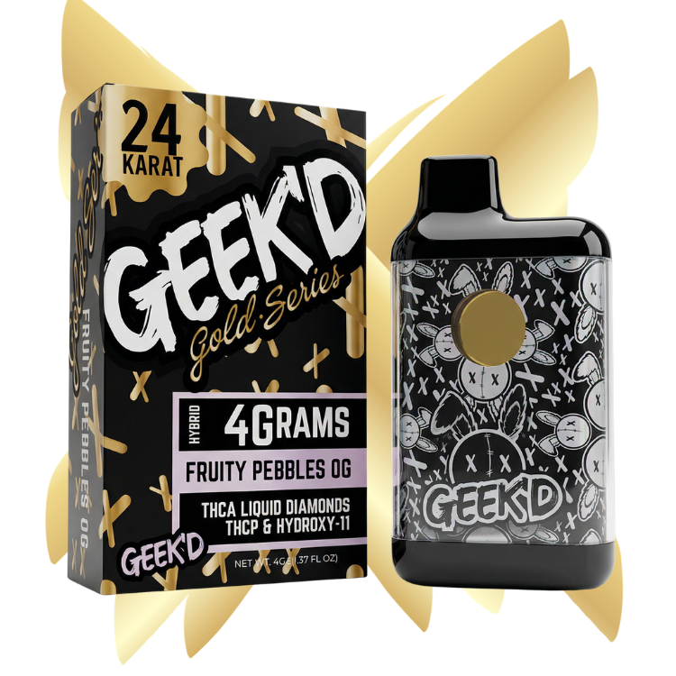 Geek'd Extracts - 24K Gold Series - Fruity Pebbles OG - 4g THCA Disposable - Hybrid