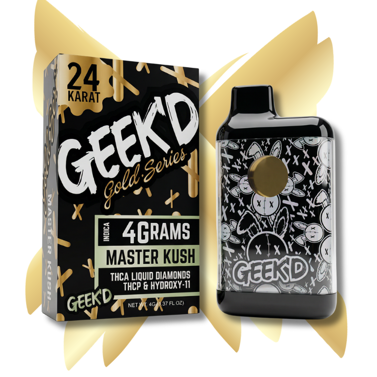 Geek'd Extracts - 24K Gold Series - Master Kush - 4g THCA Disposable - Indica