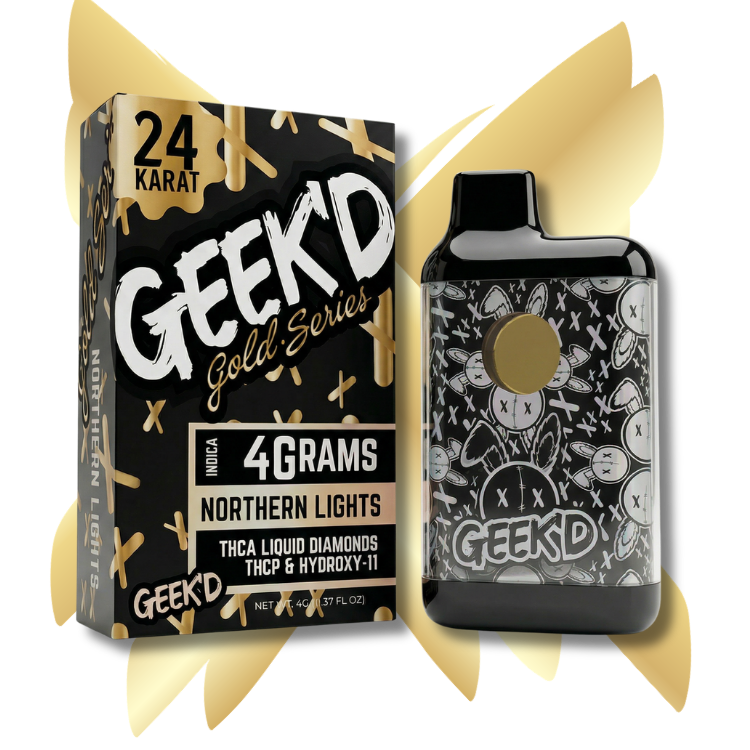Geek'd Extracts - 24K Gold Series - Northern Lights - 4g THCA Disposable - Indica