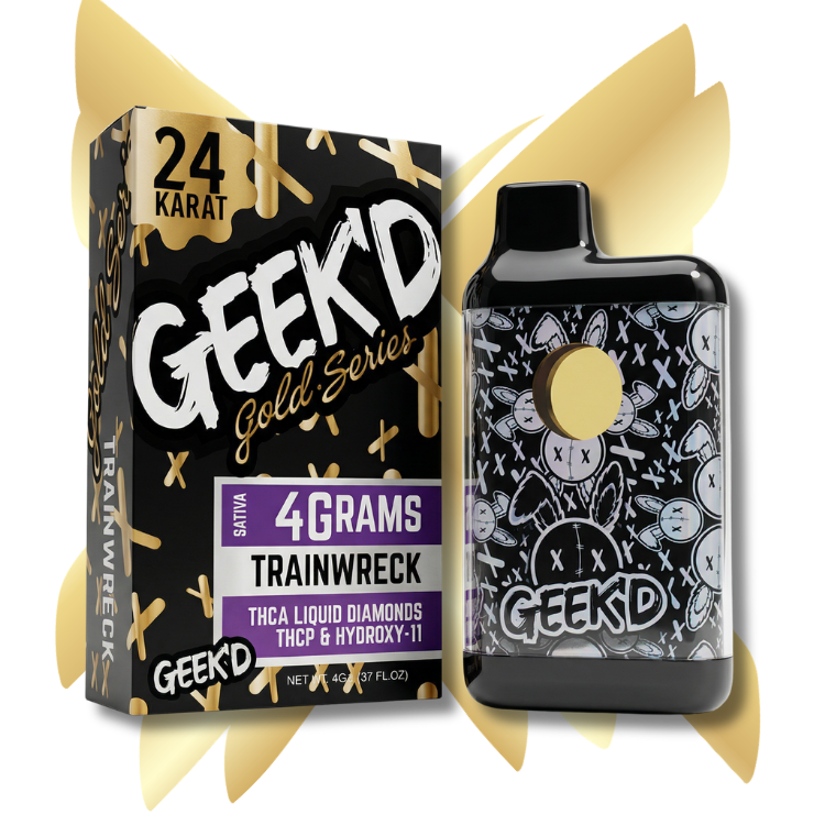 Geek'd Extracts - 24K Gold Series - Trainwreck - 4g THCA Disposable - Sativa