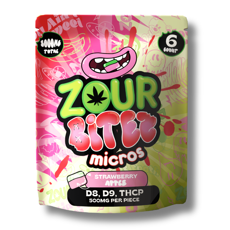 ZOUR x BITEZ Micros 3,000MG Gummies - Delta-8 + Delta-9 + THCP - Strawberry Apple