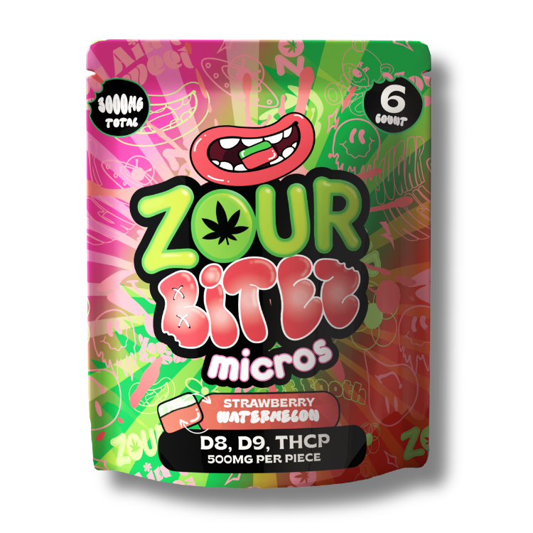 ZOUR x BITEZ Micros 3,000MG Gummies - Delta-8 + Delta-9 + THCP - Strawberry Watermelon