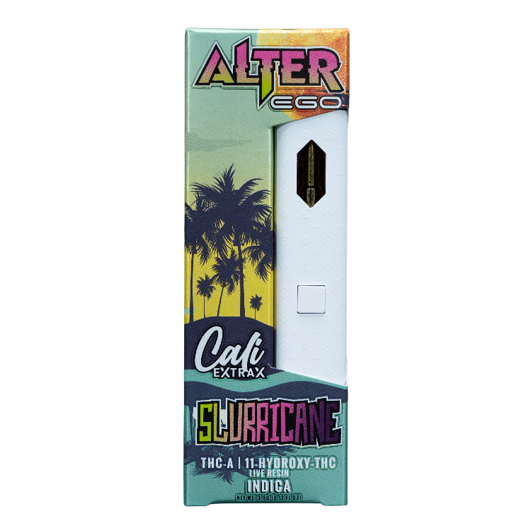 Product packaging with 'Alter Ego' branding and palm tree design on a white background