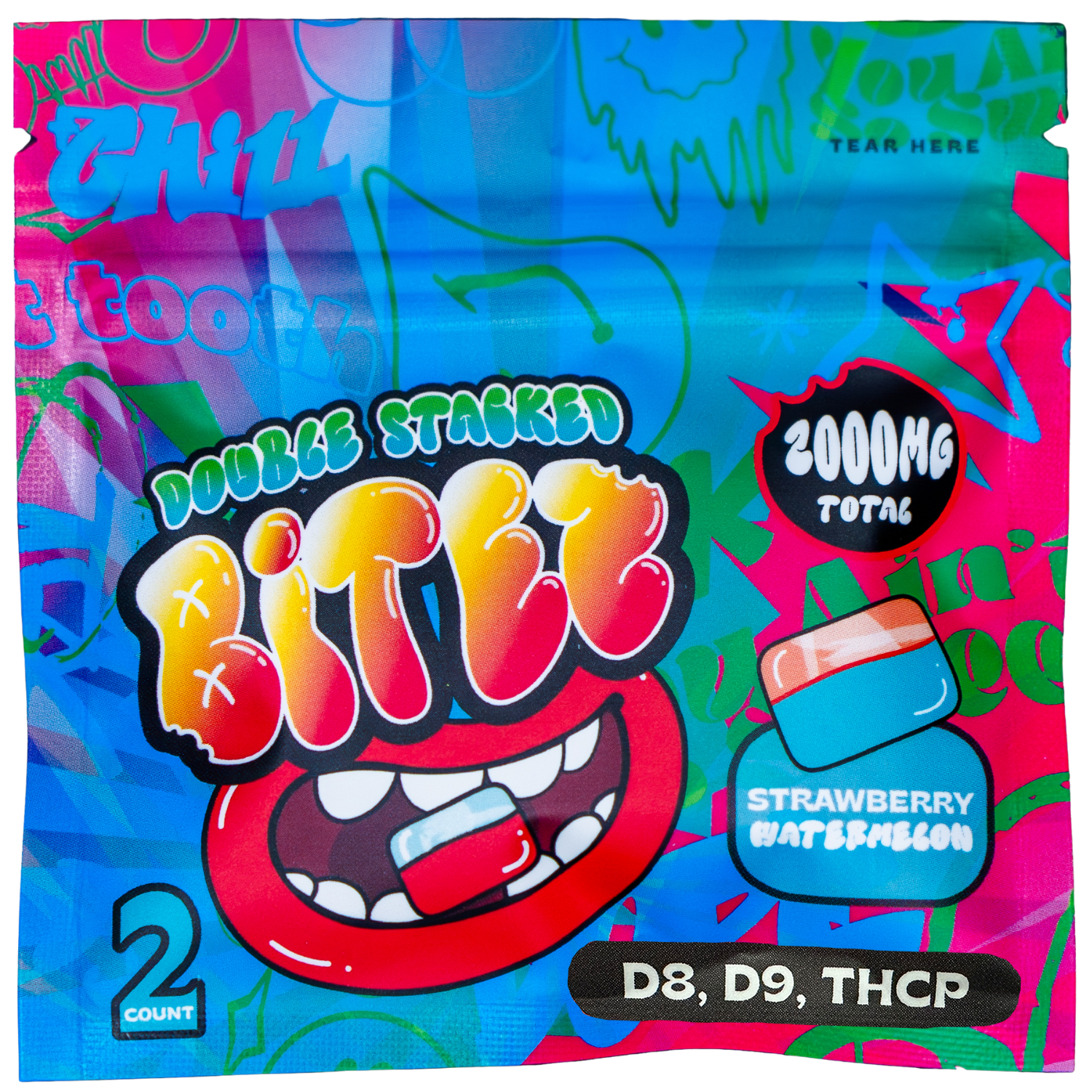 BITEZ - Delta-8 + Delta-9 + THCP 2000MG Gummies - Strawberry