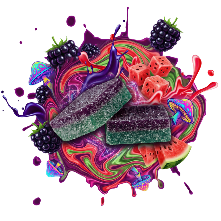 Trippy BITEZ Double-Stacked Mushies Gummies - Blackberry Watermelon - 2,000mg