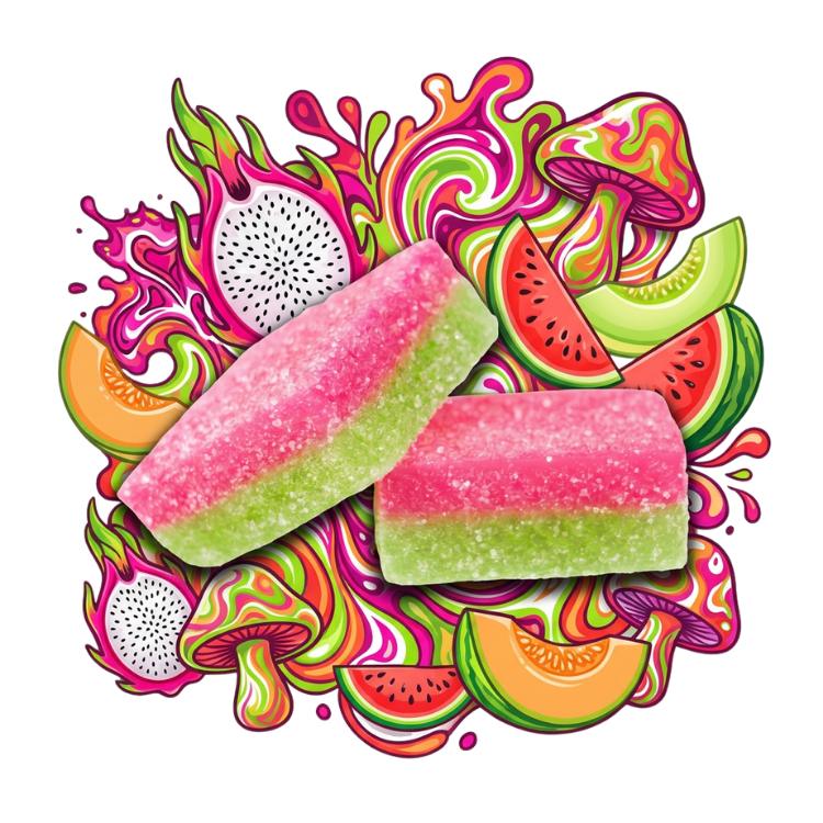 Trippy BITEZ Double-Stacked Mushies Gummies - Dragon Fruit Melon - 2,000mg