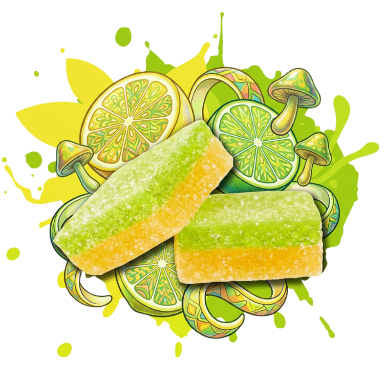 Trippy BITEZ Double-Stacked Mushies Gummies - Lemon Lime - 2,000mg