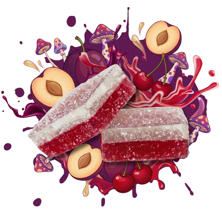 Trippy BITEZ Double-Stacked Mushies Gummies - Plum Cherry - 2,000mg