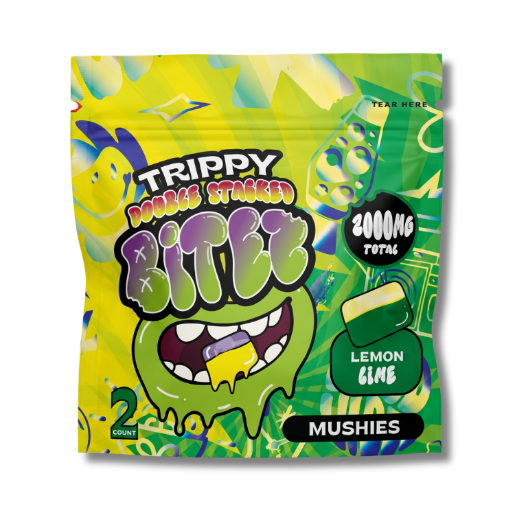 Trippy BITEZ Double-Stacked Mushies Gummies - Lemon Lime - 2,000mg
