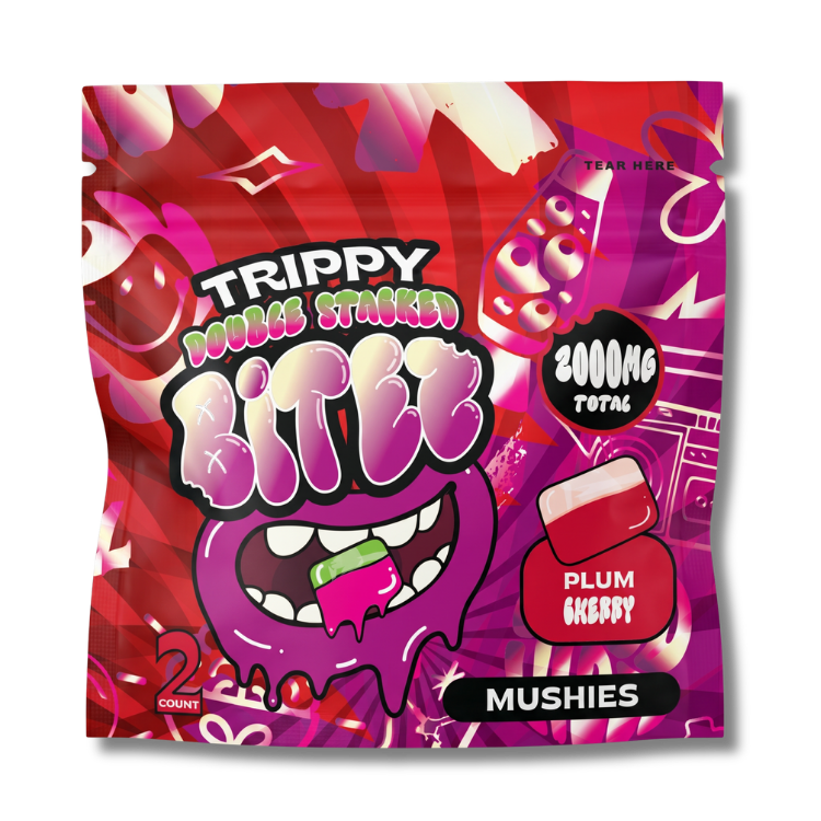 Trippy BITEZ Double-Stacked Mushies Gummies - Plum Cherry - 2,000mg