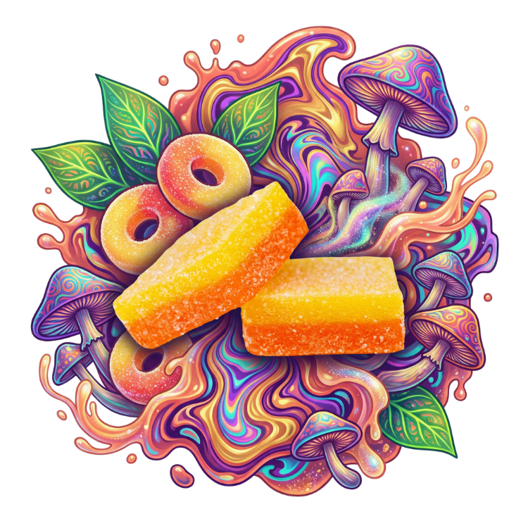 Trippy BITEZ Double-Stacked Mushies Gummies - Peach Ringz - 2,000mg