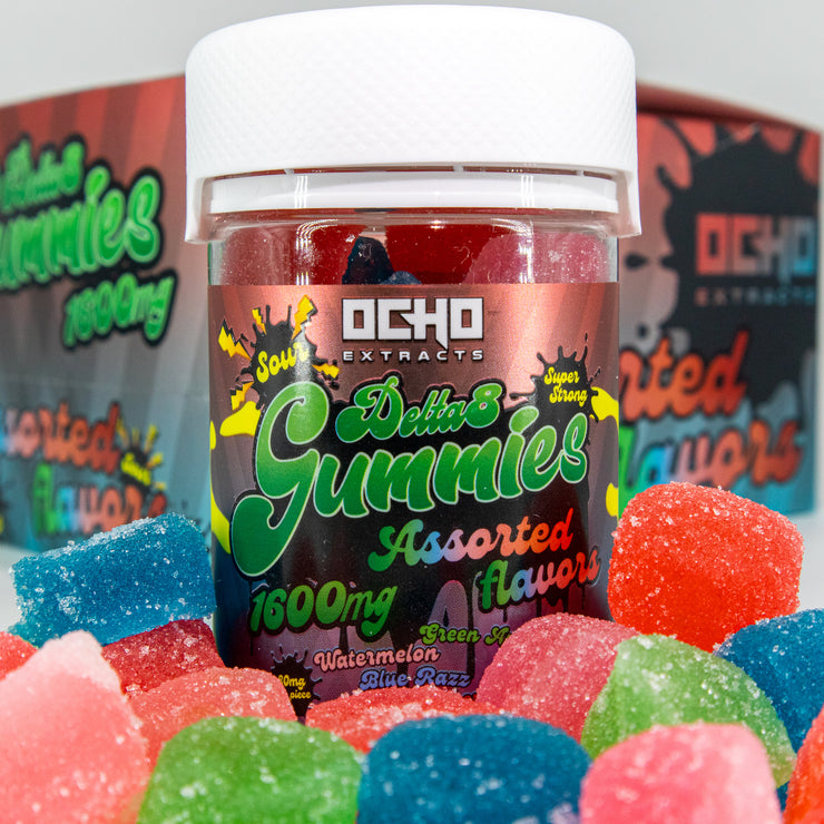 Super Strong Delta-8 Assorted Sour Flavored Gummies - 1600mg
