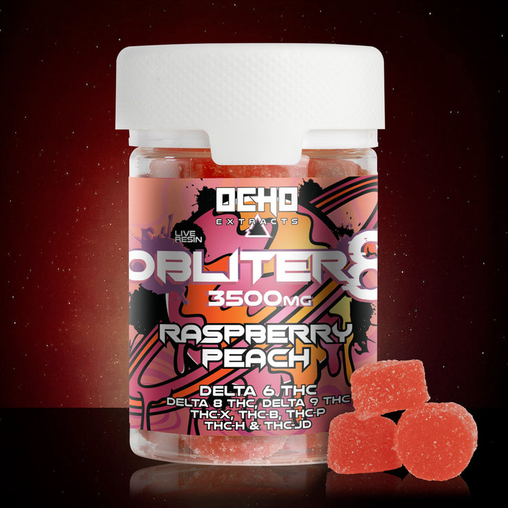 Obliter8 3500mg Live Resin Gummies - Raspberry Peach